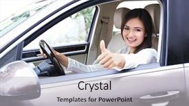  Presentation with woman car driver map - Presentation theme with automotive companies - young woman looking from car background and a light gray colored foreground