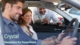  Presentation with car dealer - Cool new PPT theme with automotive dealers - cheerful young couple looking backdrop and a ocean colored foreground
