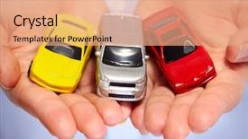  Presentation with auto dealership - Slide set consisting of automotive dealers - hand with car auto dealership background and a coral colored foreground