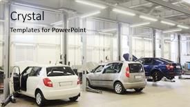  Presentation with repair - Presentation theme consisting of automotive dealers - interior of a car repair background and a light gray colored foreground
