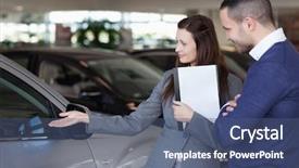  Presentation with dealership - Audience pleasing slides consisting of automotive dealers - man looking at a car backdrop and a  colored foreground