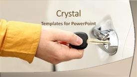  Presentation with car door - Beautiful presentation featuring automotive dealers - woman hand opening car door backdrop and a lemonade colored foreground