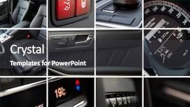  Presentation with car design - Audience pleasing theme consisting of automotive design - car interior details collage backdrop and a dark gray colored foreground