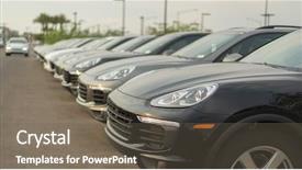  Presentation with dealership - PPT theme consisting of automotive design - cars on lot of dealership background and a gray colored foreground