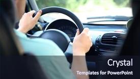  Presentation with sleepy yawning man driving car - Slide set featuring automotive design - man driving car background and a wine colored foreground