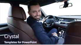  Presentation with car design - Amazing PPT theme having automotive design - successful man sitting behind backdrop and a navy blue colored foreground