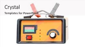  Presentation with electrical car - Slide deck featuring automotive electrical - car battery charger isolated background and a white colored foreground