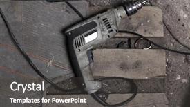  Presentation with drill - Presentation featuring automotive electrical - electric drill close up background and a dark gray colored foreground