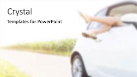  Presentation with road trip - Presentation theme featuring automotive free - blurred background concept two women background and a  colored foreground