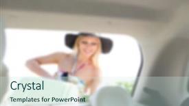  Presentation with road trip - Slide set with automotive free - blurred background concept two women background and a  colored foreground
