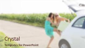  Presentation with road trip - PPT theme having automotive free - blurred background concept two women background and a  colored foreground