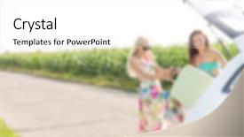  Presentation with road trip - Amazing presentation design having automotive free - blurred background concept two women backdrop and a  colored foreground