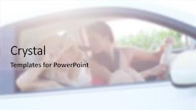  Presentation with road trip signs - PPT theme consisting of automotive free - female road trip concept blurred background and a  colored foreground