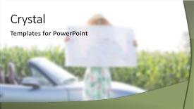  Presentation with road trip - Slide deck having automotive free - female road trip concept blurred background and a  colored foreground