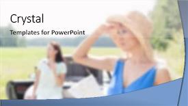  Presentation with transport transportation tourism road trip - Colorful PPT theme enhanced with automotive free - female road trip concept blurred backdrop and a  colored foreground