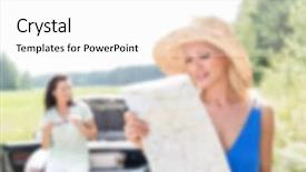  Presentation with road trip - PPT theme having automotive free - road trip lifestyle blurred background background and a  colored foreground