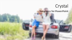  Presentation with road trip cars - PPT theme consisting of automotive free - road trip lifestyle blurred background background and a  colored foreground