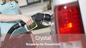  Presentation with gas station - Slide deck having automotive fuel tank - closeup midsection of a woman background and a coral colored foreground