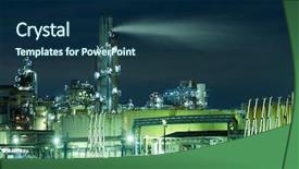  Presentation with factory - Colorful slide set enhanced with automotive fuel tank - industrial factory at night backdrop and a ocean colored foreground