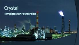  Presentation with petrochemical - PPT layouts with automotive fuel tank - refinery petrochemical factory at night background and a ocean colored foreground