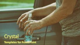  Presentation with automotive - Beautiful PPT theme featuring automotive hands - man opening his car backdrop and a tawny brown colored foreground