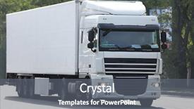  Presentation with automotive - Cool new PPT layouts with automotive logistics - front of american cargo truck backdrop and a gray colored foreground