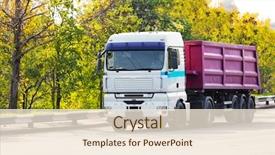  Presentation with cargo - Presentation theme featuring automotive logistics - front of american cargo truck background and a lemonade colored foreground