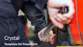  Presentation with forklift - Presentation featuring automotive logistics - man is changing the tyre background and a wine colored foreground