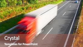  Presentation with trucks - Cool new presentation design with automotive logistics - motion blurred trucks on highway backdrop and a coral colored foreground