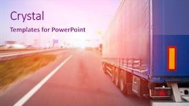  Presentation with automotive - Slide set consisting of automotive logistics - truck on a highway background and a pink colored foreground