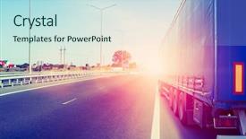  Presentation with highway - Presentation design consisting of automotive logistics - truck on a highway background and a sky blue colored foreground