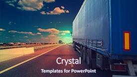  Presentation with highway - Presentation design enhanced with automotive logistics - truck on a highway background and a navy blue colored foreground