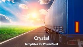  Presentation with logistics - PPT theme enhanced with automotive logistics - truck on a highway background and a tawny brown colored foreground