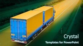  Presentation with highway - Beautiful PPT layouts featuring automotive logistics - truck on the highway backdrop and a forest green colored foreground