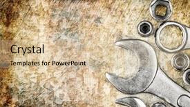  Presentation with mechanic tools - Audience pleasing PPT theme consisting of automotive mechanic - wrench tools and nuts backdrop and a lemonade colored foreground