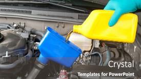  Presentation with modern automotive - Theme consisting of automotive-mechanic-changes-the-oil background and a dark gray colored foreground