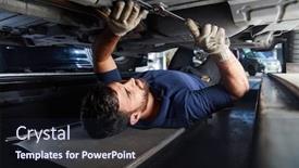  Presentation with automotive - Cool new PPT layouts with automotive-mechanic-or-mechatronic-inspects backdrop and a wine colored foreground