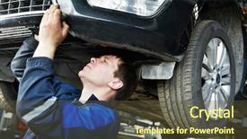 Presentation with mechanic car service repair maintenance - PPT theme consisting of car maintenance at lever repair background and a tawny brown colored foreground