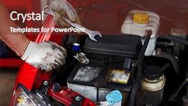  Presentation with mechanic - Beautiful PPT theme featuring automotive mechanical engine engineering - car mechanic hands backdrop and a  colored foreground