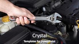  Presentation with mechanic - Colorful theme enhanced with automotive mechanical engine engineering - car mechanic hands backdrop and a  colored foreground
