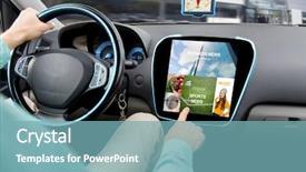  Presentation with driving - Colorful presentation design enhanced with automotive menu - close up of man driving backdrop and a seafoam green colored foreground