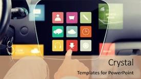  Presentation with virtual hand - Audience pleasing PPT theme consisting of automotive menu - transport driving technology media backdrop and a coral colored foreground