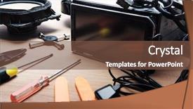  Presentation with gps - PPT theme featuring automotive navigation system or audio background and a tawny brown colored foreground