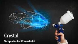 Presentation with painting - Amazing PPT layouts having automotive paint shop - worker with airbrush gun painting backdrop and a black colored foreground