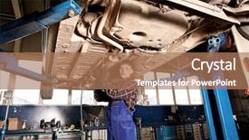  Presentation with auto repair - Theme with automotive parts - car mechanic working in auto background and a  colored foreground