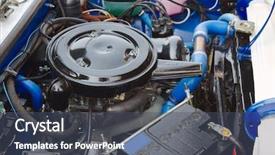  Presentation with old car - PPT theme consisting of automotive parts - restored engine of an old background and a ocean colored foreground