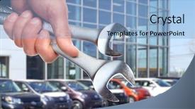  Presentation with auto - Slide deck enhanced with automotive repair - hand of professional auto mechanic background and a light blue colored foreground