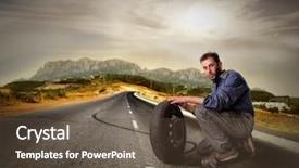  Presentation with collision repair auto - Cool new presentation with automotive repair - portrait of auto mechanic backdrop and a tawny brown colored foreground