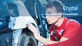  Presentation with mechanic repair - Slide set consisting of automotive repair mechanic puttying car background and a ocean colored foreground