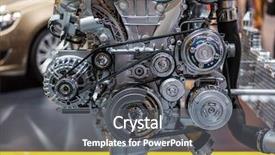  Presentation with car engine - PPT theme featuring manufacturing energy efficiency - close up shot of car background and a gray colored foreground